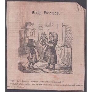 1850s Saturday Evening Post City Scenes Original Newspaper Clipping Illustration